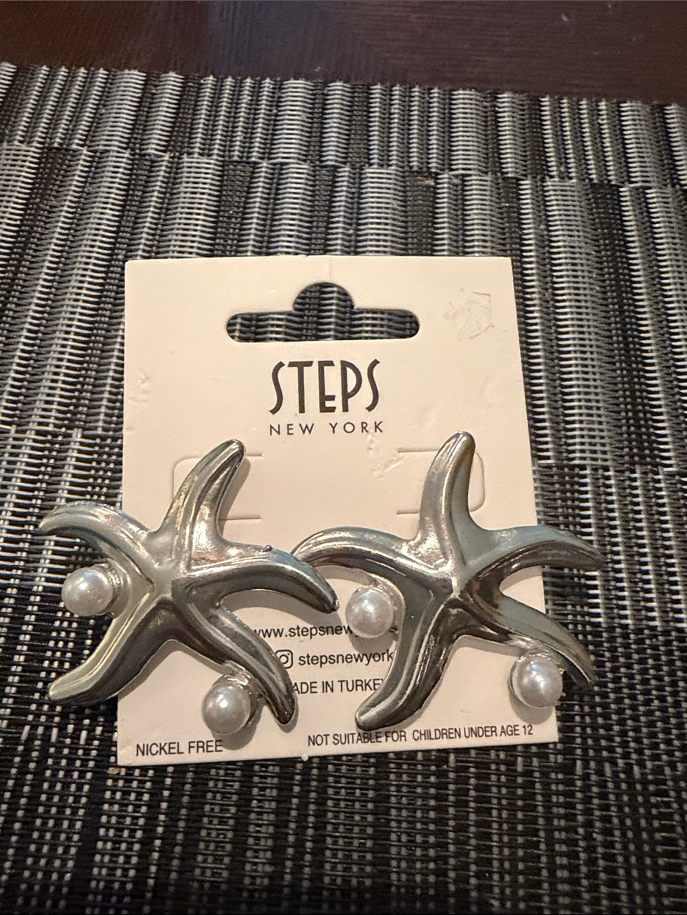 STEPS New York Silver Starfish Pearl Earrings